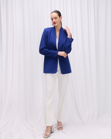 Σακάκι Fibes Fashion χωρίς πέτο Μπλε Ρουά