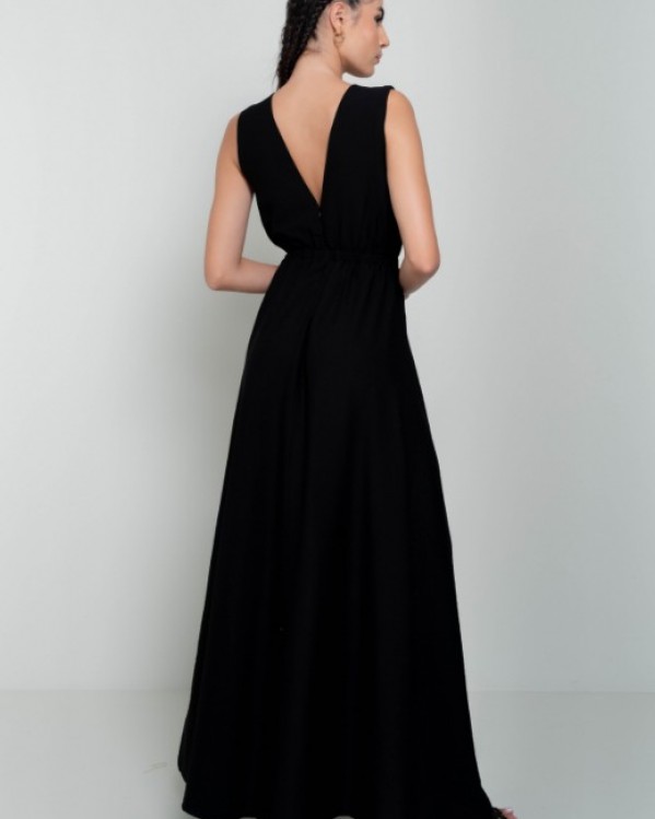 Φόρεμα μακρύ Cento με βαθύ ντεκολτέ Μαύρο