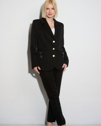 Σακάκι κρεπ Fibes Fashion με διακοσμητική αλυσίδα Μαύρο