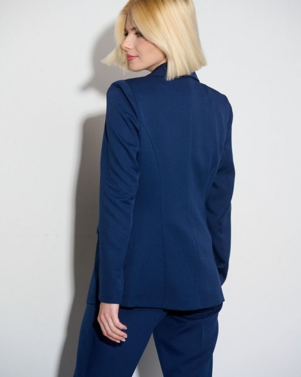 Σακάκι κρεπ Fibes Fashion με διακοσμητική αλυσίδα Μπλε