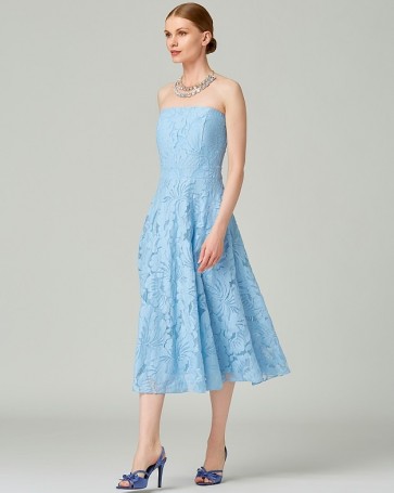 Στράπλες κοκτέιλ φόρεμα Lynne από δαντέλλα Γαλάζιο