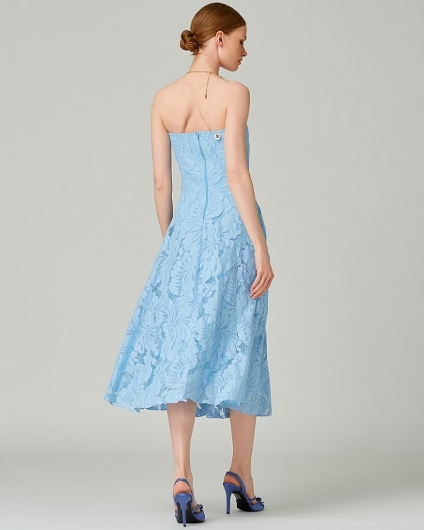 Στράπλες κοκτέιλ φόρεμα Lynne από δαντέλλα Γαλάζιο