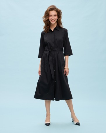 Φόρεμα cotton Passager με ζώνη Μαύρο