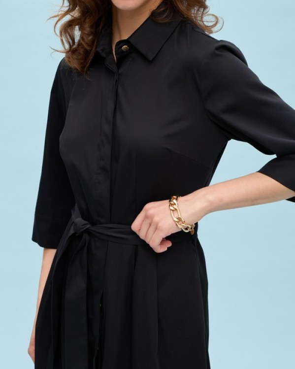 Φόρεμα cotton Passager με ζώνη Μαύρο