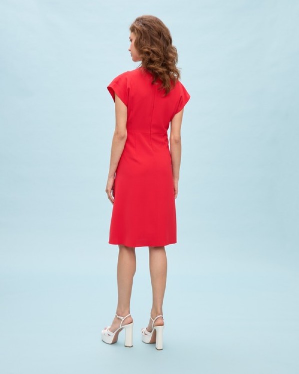 Φόρεμα κρεπ Passager σε classic γραμμή Κόκκινο
