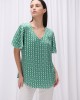 Μπλούζα εμπριμέ Fibes Fashion με βολάν Πράσινο