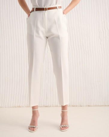 Παντελόνι κρεπ αστραγάλου Fibes Fashion Λευκό