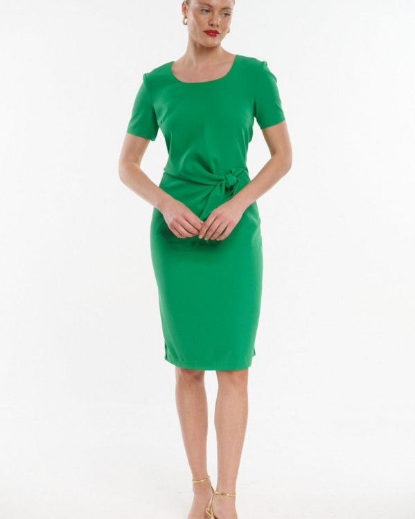 Φόρεμα Fibes Fashion με δέσιμο στη μέση Πράσινο