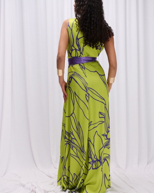 Κρουαζέ εμπριμέ φόρεμα Fibes Fashion Lime