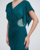 Κρουαζέ φόρεμα Fibes Fashion με σούρες Πράσινο