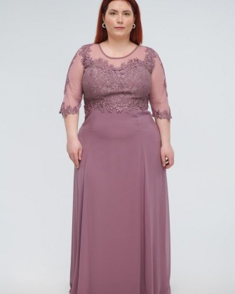 Μουσελίνα φόρεμα Fibes Fashion με διαφάνεια Dark Pink
