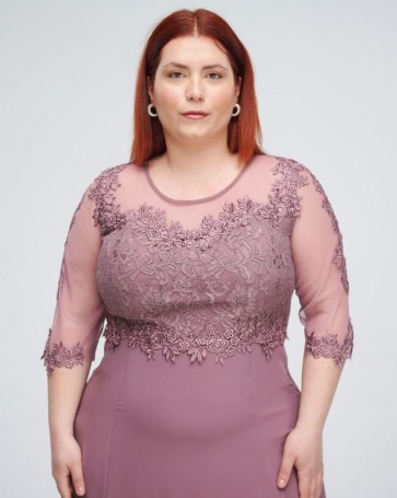 Μουσελίνα φόρεμα Fibes Fashion με διαφάνεια Dark Pink