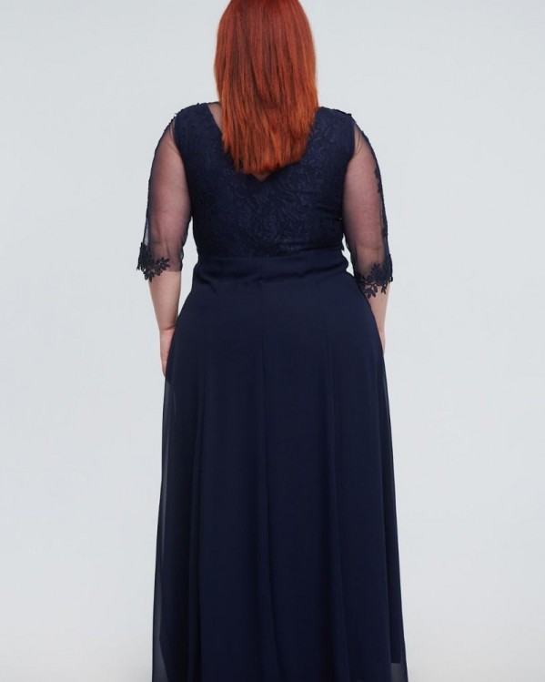 Μουσελίνα φόρεμα Fibes Fashion με διαφάνεια Μπλε
