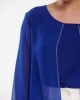 Μπλούζα Fibes Fashion με μουσελίνα και στρας Μπλε Ρουά