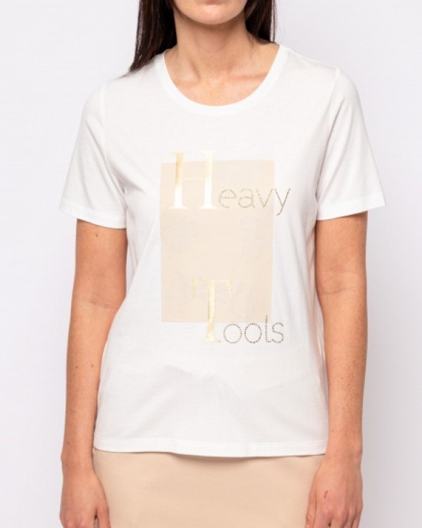 Μπλούζα t-shirt Heavy Tools με χρυσά σχέδια Εκρού
