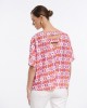 Εμπριμέ μπλούζα Fibes Fashion με ανοίγματα στη πλάτη Φούξια