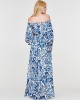 Μάξι φλοράλ φόρεμα Lynne με πλαϊνά σκισίματα Μπλε