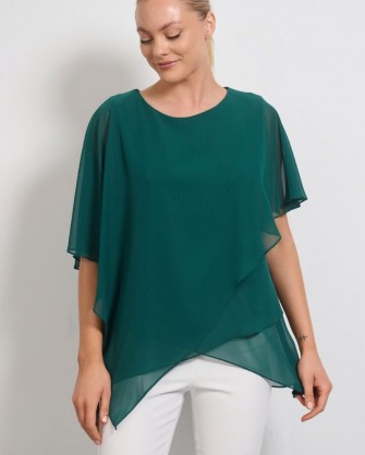 Ασύμμετρη μουσελίνα μπλούζα Fibes Fashion Πράσινο