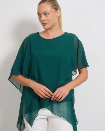 Ασύμμετρη μουσελίνα μπλούζα Fibes Fashion Πράσινο