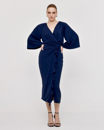 Φόρεμα Access κρουαζέ με βολάν Μπλε